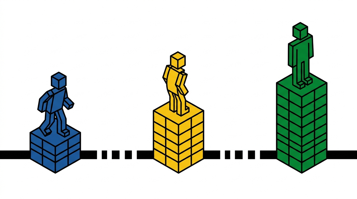 Isometric diagram of three moments in a policy lifecycle: momentum, friction and validation.