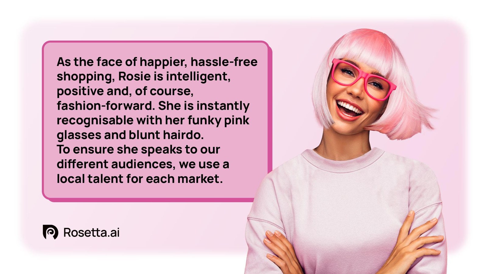 Rosie, the brand ambassador Construct Digital created as the face of Rosetta.ai