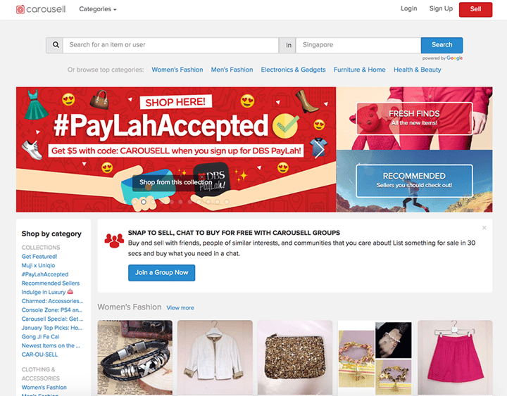 Carousell is a popular Singapore marketplace