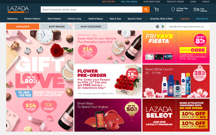 Lazada.sg is a popular ecommerce website