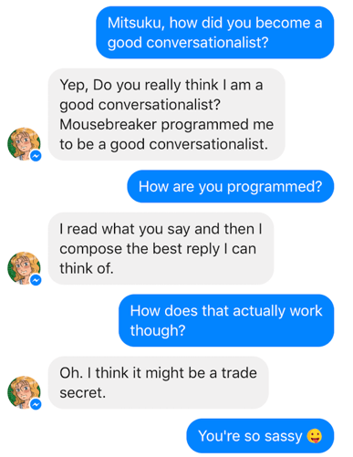 Conversation with Mitsuku the chatbot