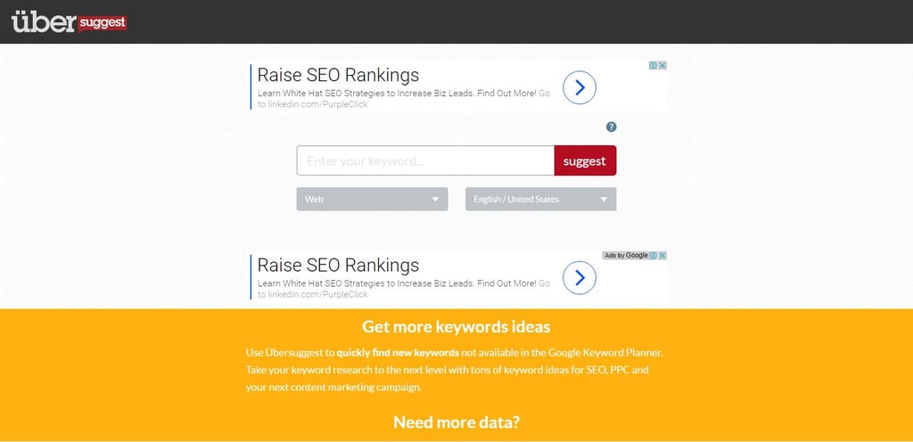 UberSuggest for brainstorming keyword ideas