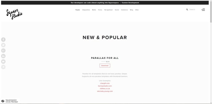 Squarespace homepage