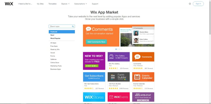 Wix app market