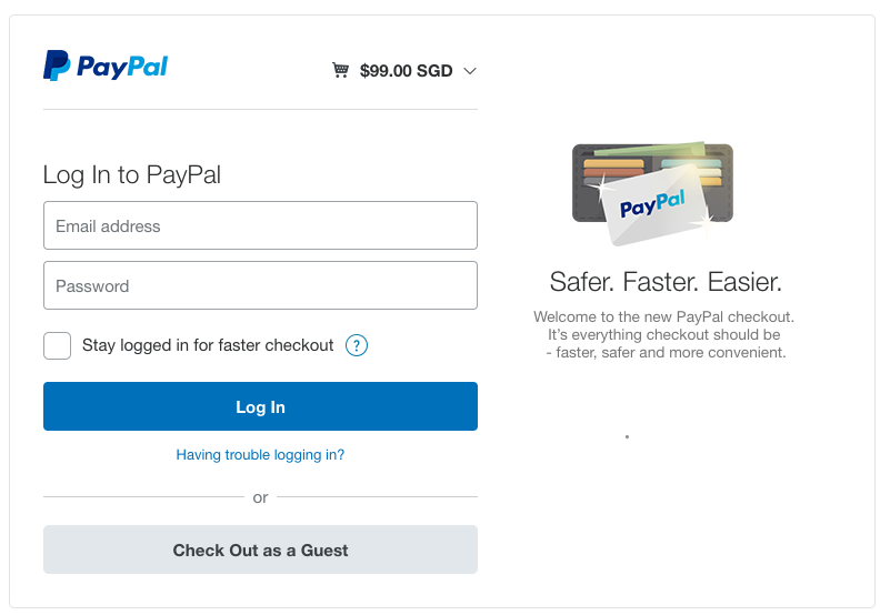 Paypal Express Step 1 - Login